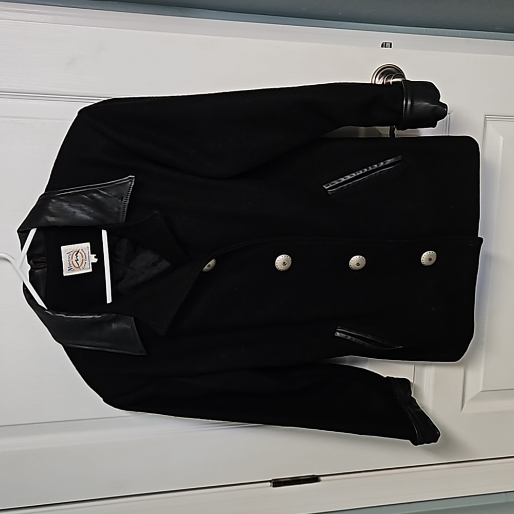 VTG Montana Coat Company Womens Wool & Leather Coat -Made in USA - no size tag